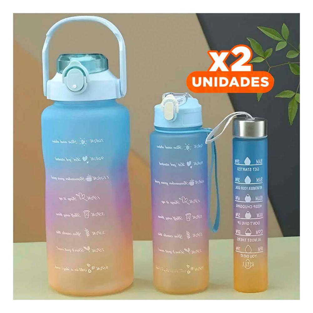 Pack2 Tomatodos Set de 3 Verde con Tapa de Plastico y Medidas 2 L 1 L y 300Ml YRegalo Sticker