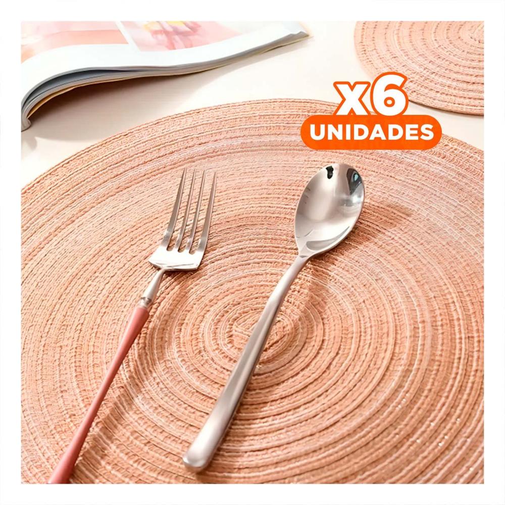 Pack6 Tapete Decorativo Circular Boho Beige Estilo Natural Y Papel Regalo