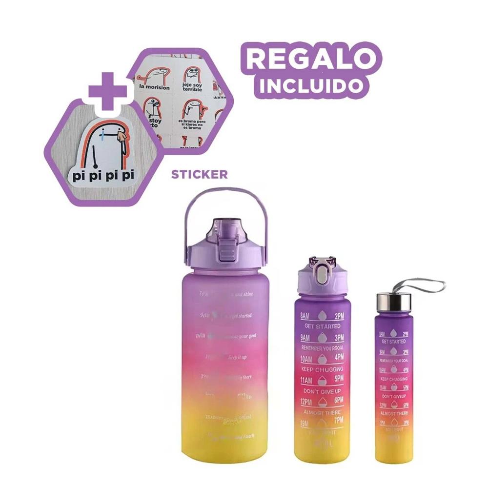 Botellas de Hidratacion con 2 L 1 L y 300 Ml en Morado para Uso Diario Activo YRegalo Sticker