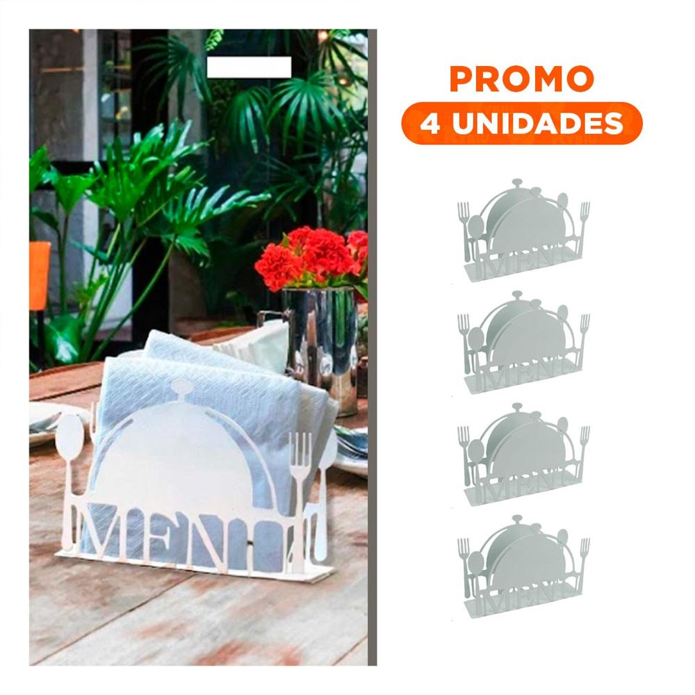 Pack4 Organizador MENU Blanco para Servilletas con Estilo Moderno y Sofisticado
