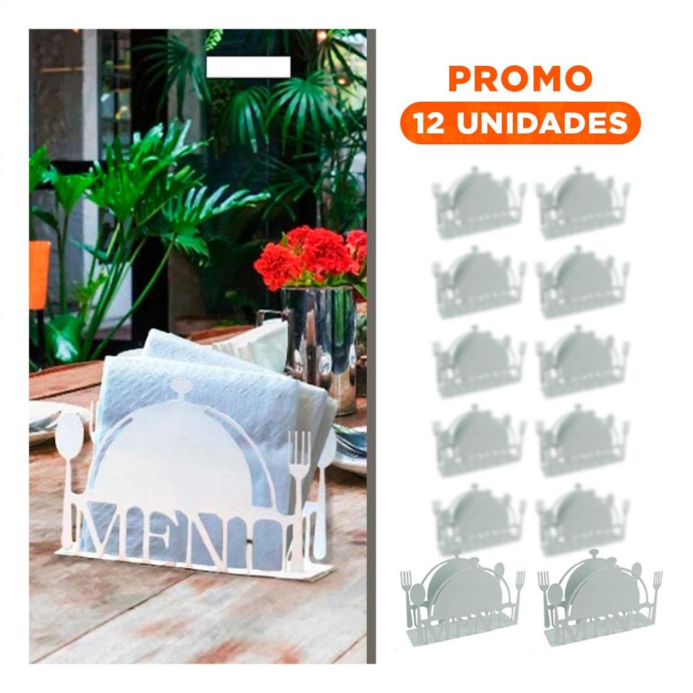 Pack12 Portaservilletas MENU Blanco para Servilletas Siempre Organizadas Y Papel Regalo