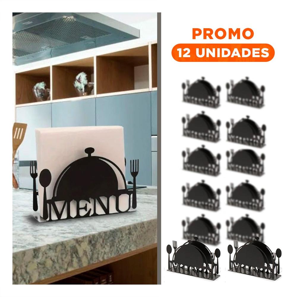 Pack12 Portamenú MENU Negro de Mesa para Servilletas con Diseño Elegante