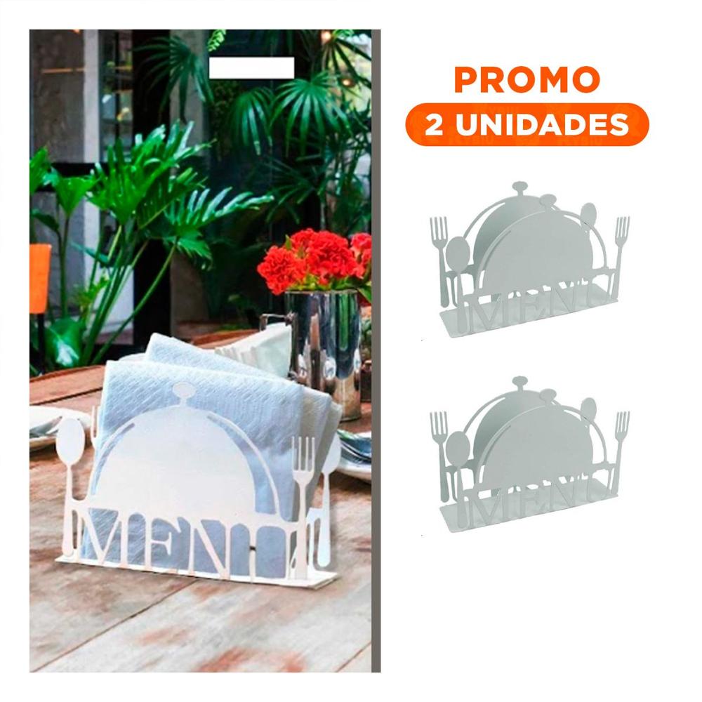 Pack2 Dispensador MENU Blanco de Mesa para Servilletas con Acceso Fácil Y Regalo Sticker
