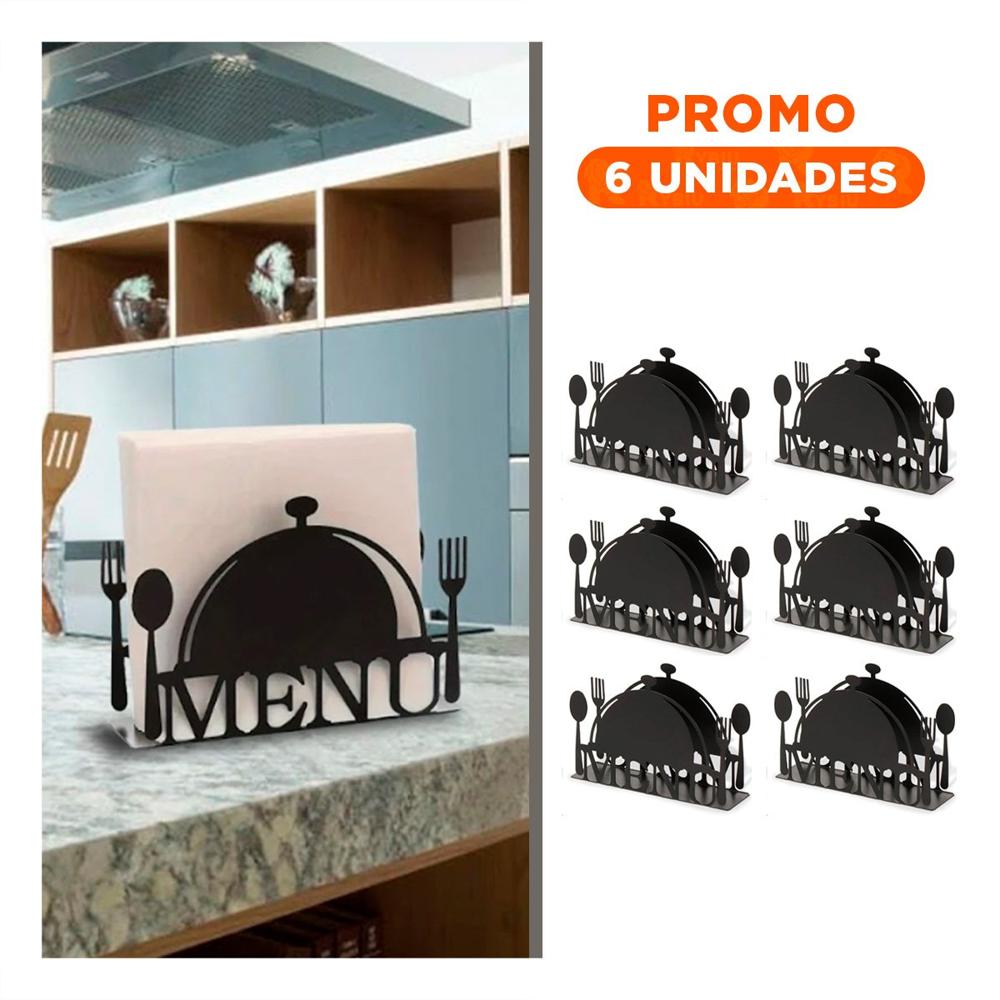 Pack6 Caja MENU Negro para Servilletas con Acceso Fácil y Funcional Y Regalo Sticker