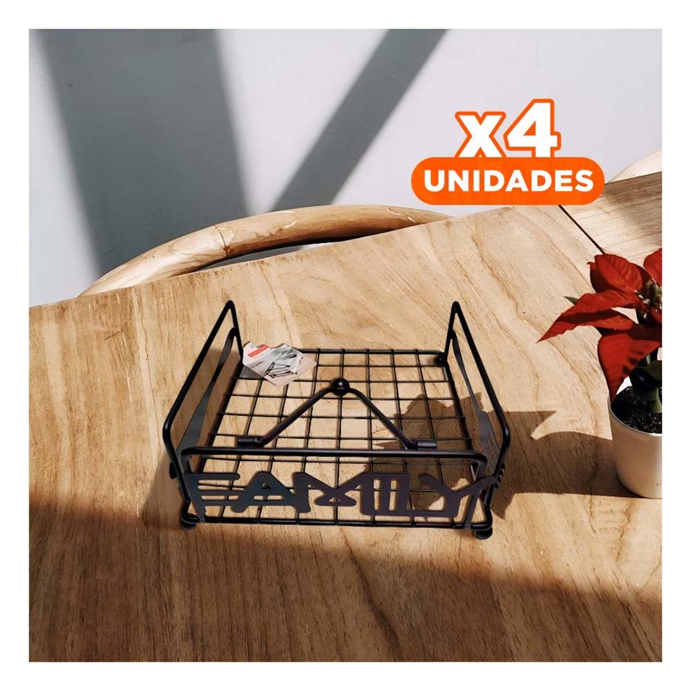 Pack4 Organizador en Tono Negro con Base Resistente en Acero Inoxidable YRegalo Sticker