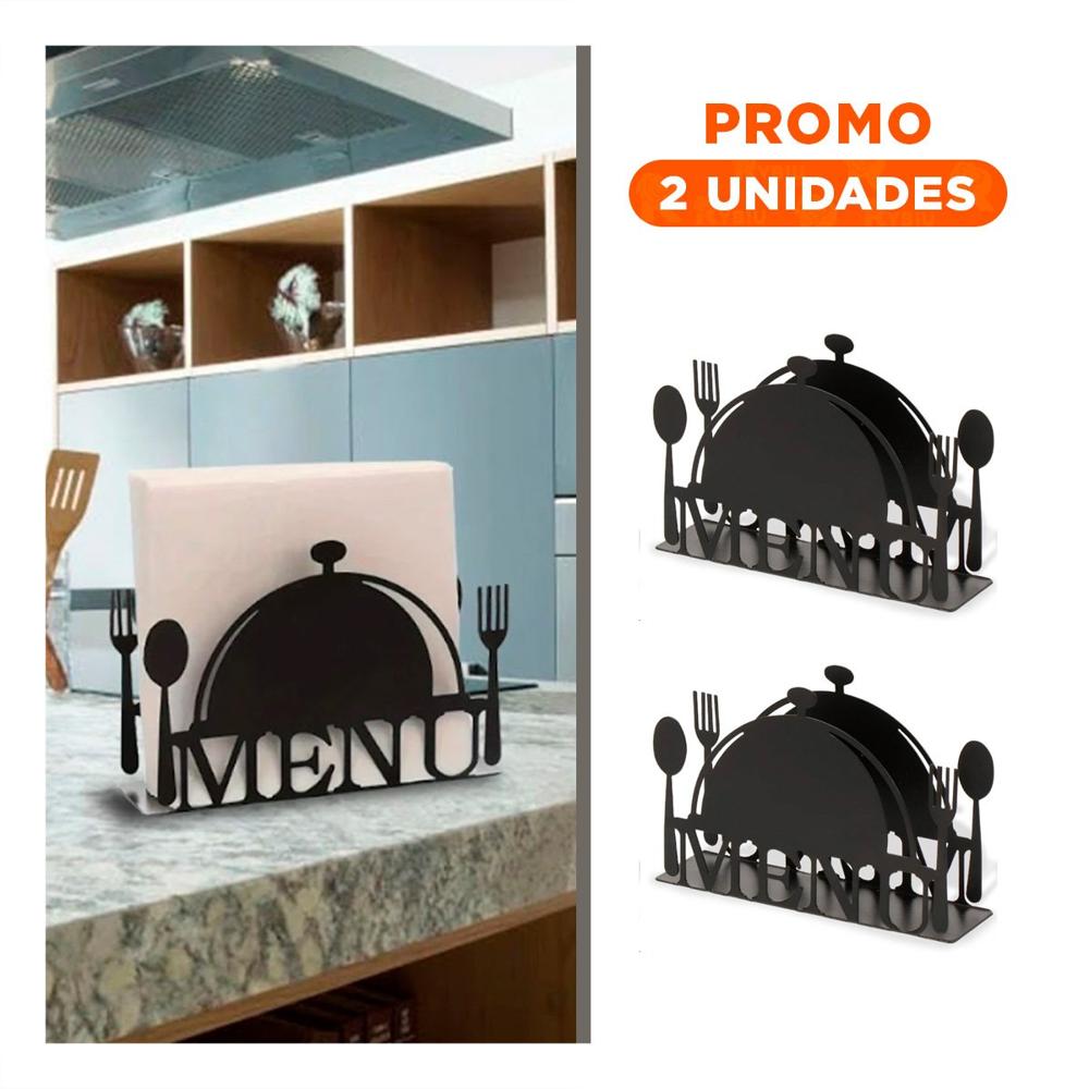 Pack2 Dispensador MENU Negro de Mesa para Servilletas con Acceso Fácil Y Regalo Sticker