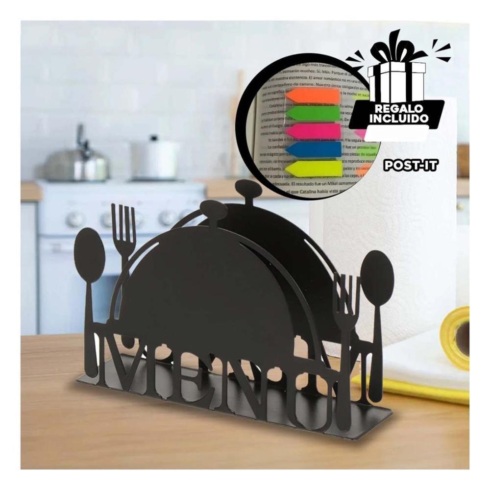 Servilletero MENU Negro para Servilletas de Mesa con Estilo Moderno