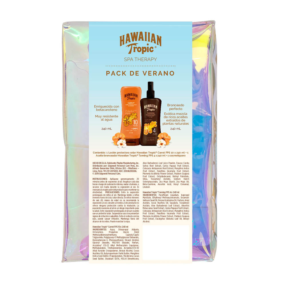 Pack Hawaiian Tropic Carrot Loción Protectora Solar FPS10 240 ml