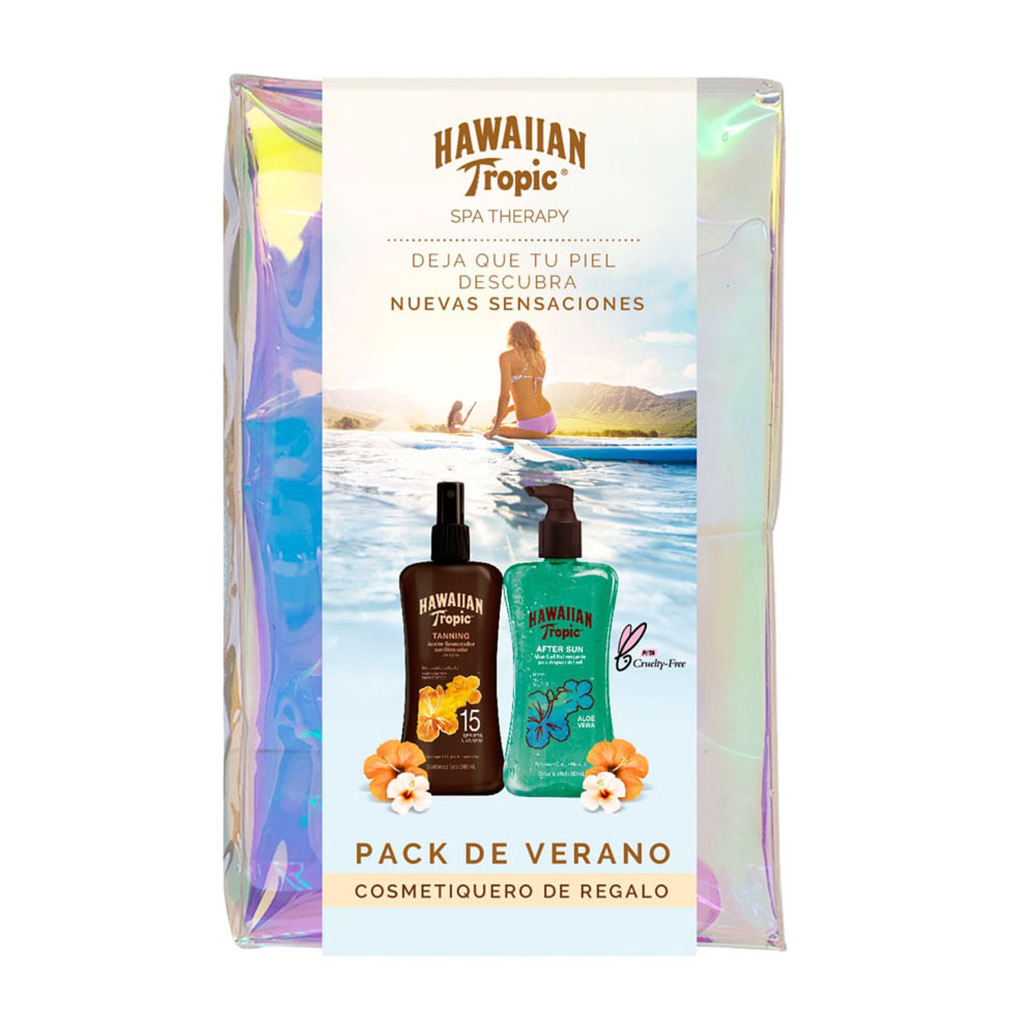 Pack Hawaiian Tropic After Sun Gel Aloe Vera 240 ml + Aceite Bronceador Tanning FPS15 Spray 240