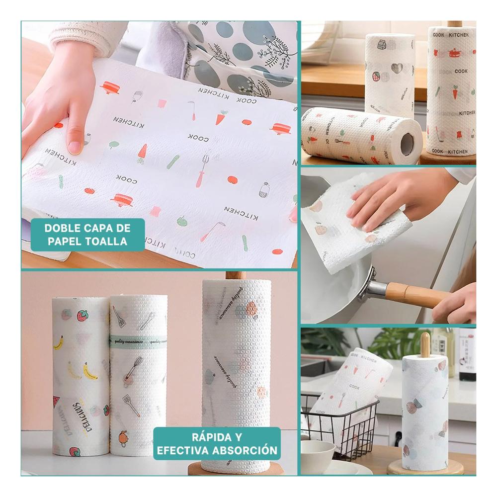 Rollo de Papel Toalla Color Blanco Doble Capa con Dibujos para Limpieza YLigas Regalo