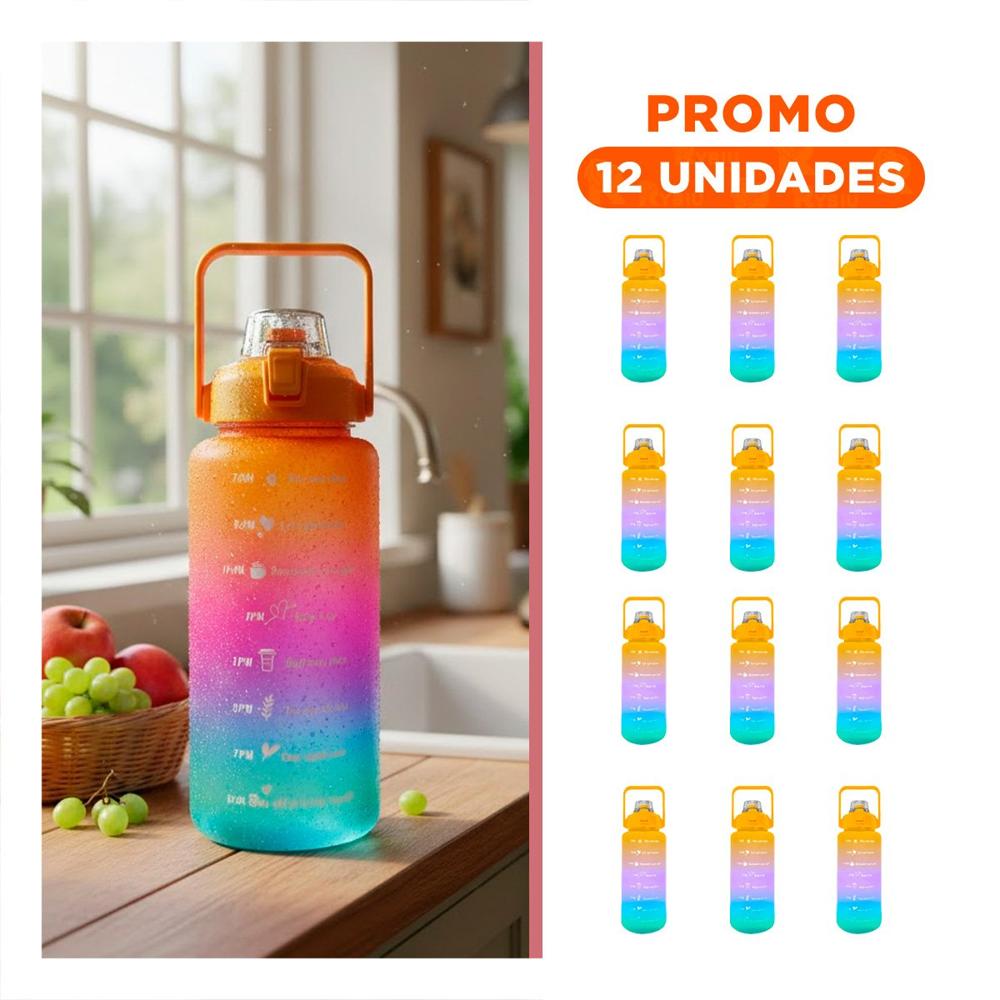 Pack12 Termo 2lt Multicolor para Agua y Momentos de Hidratacion Personal
