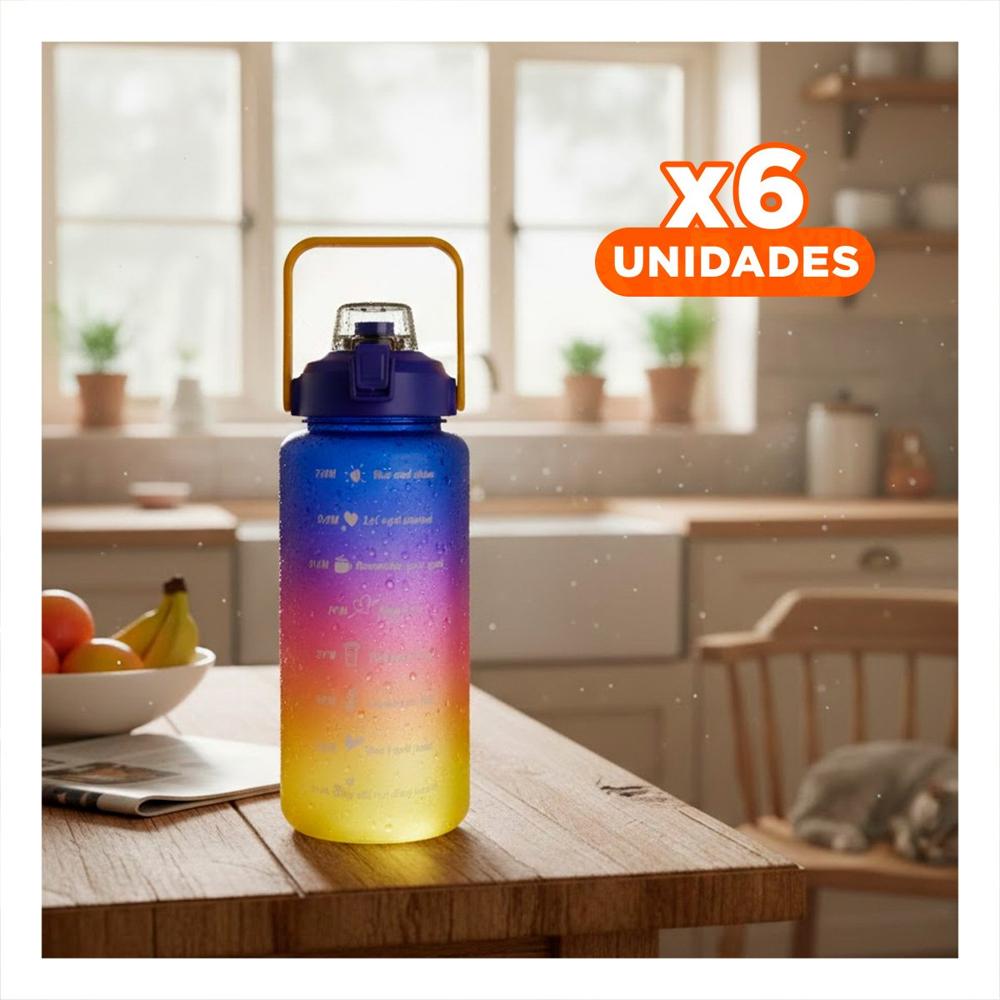Pack6 Envase Reutilizable 2lt Multicolor para Hidratacion y Actividad Diaria