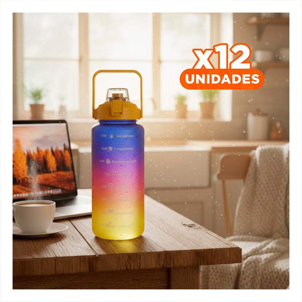 Pack12 Envase Reutilizable 2lt Multicolor para Hidratacion y Paseos en Familia Y Regalo Sticker