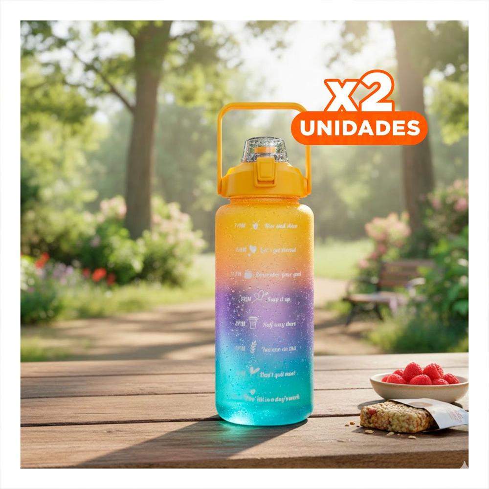 Pack2 Envase Reutilizable 2lt Multicolor para Hidratacion y Caminatas al Parque Y Papel Regalo