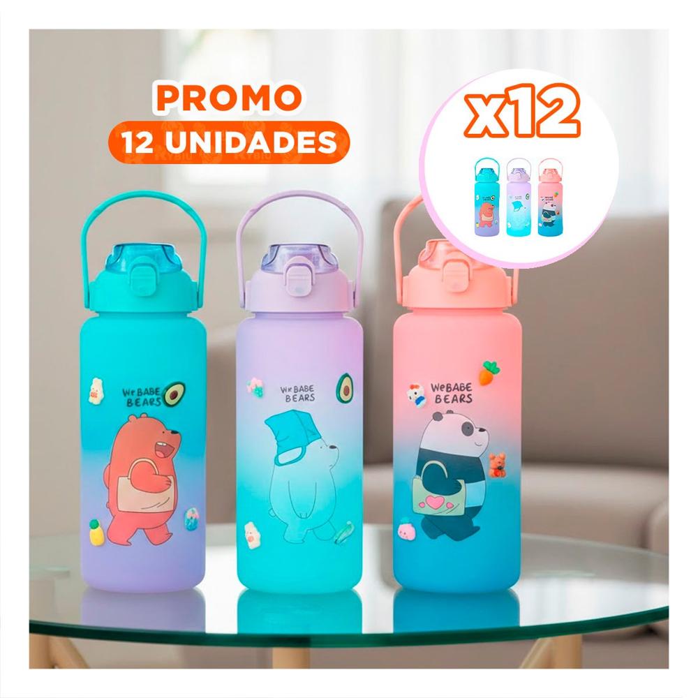 Pack12 Vaso Reutilizable Oso Escandaloso 2 Litros para Casa Y Regalo Sticker