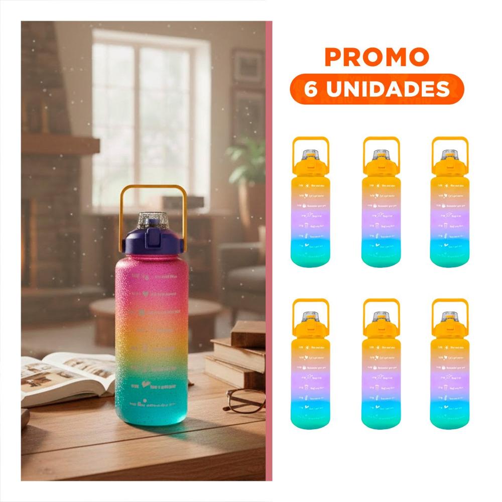 Pack6 Recipiente 2lt Multicolor para Agua y Disfrutar en Casa Y Regalo Sticker