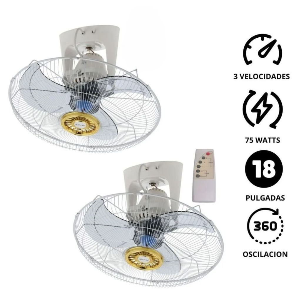 Ventilador techo Diore MWF 1881 PACK 02 UNIDADES Control Remoto Blanco