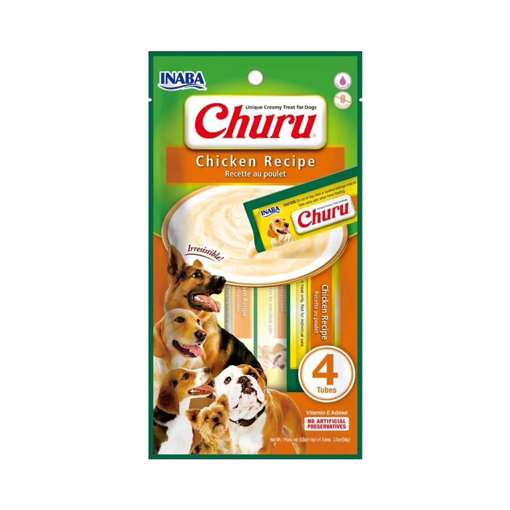 CHURU SNACK CREMOSO PARA PERROS - POLLO - 4 TUBOS