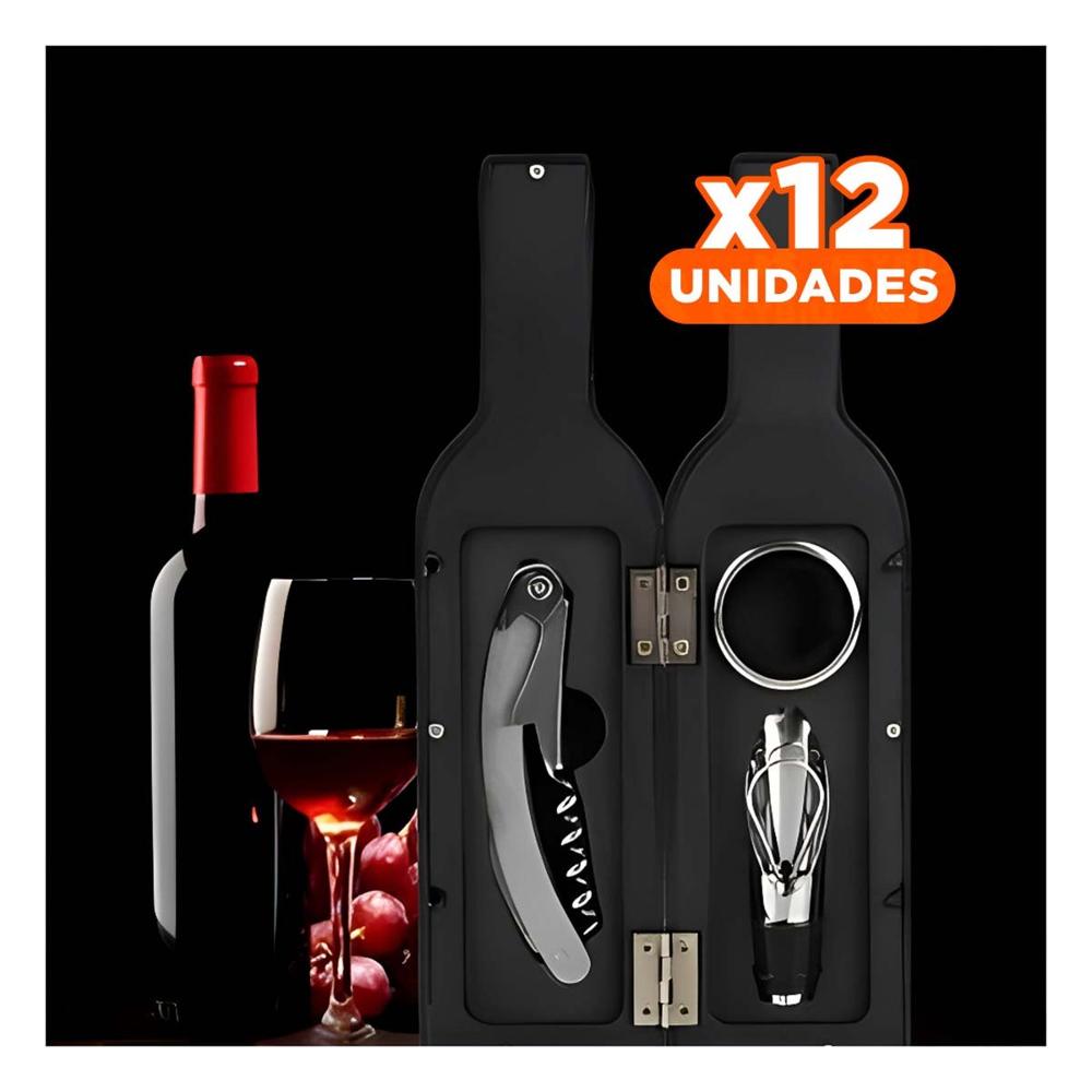 Pack12 Kit Saca Corcho Pequeno 4 Piezas Negro para Mesa y Celebraciones Y Regalo Sticker