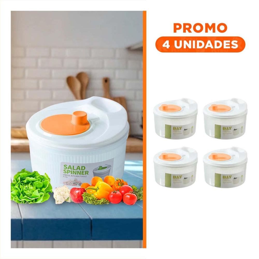 Pack4 Centrifugador con Manija Giratoria Blanco con Naranja DAY