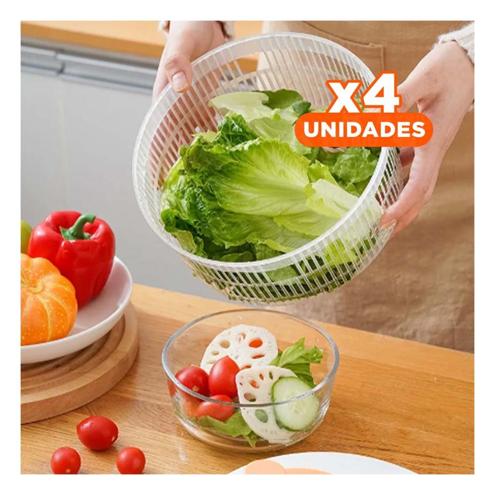 Pack4 Centrifugador Funcional para Verduras Frescas Blanco con Naranja DAY Y Papel Regalo