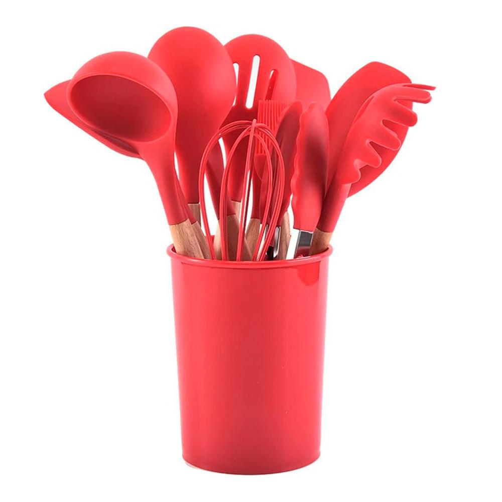 Set de Cocina Color Rojo con 12 Piezas en Silicona para Uso Diario YRegalo Sticker