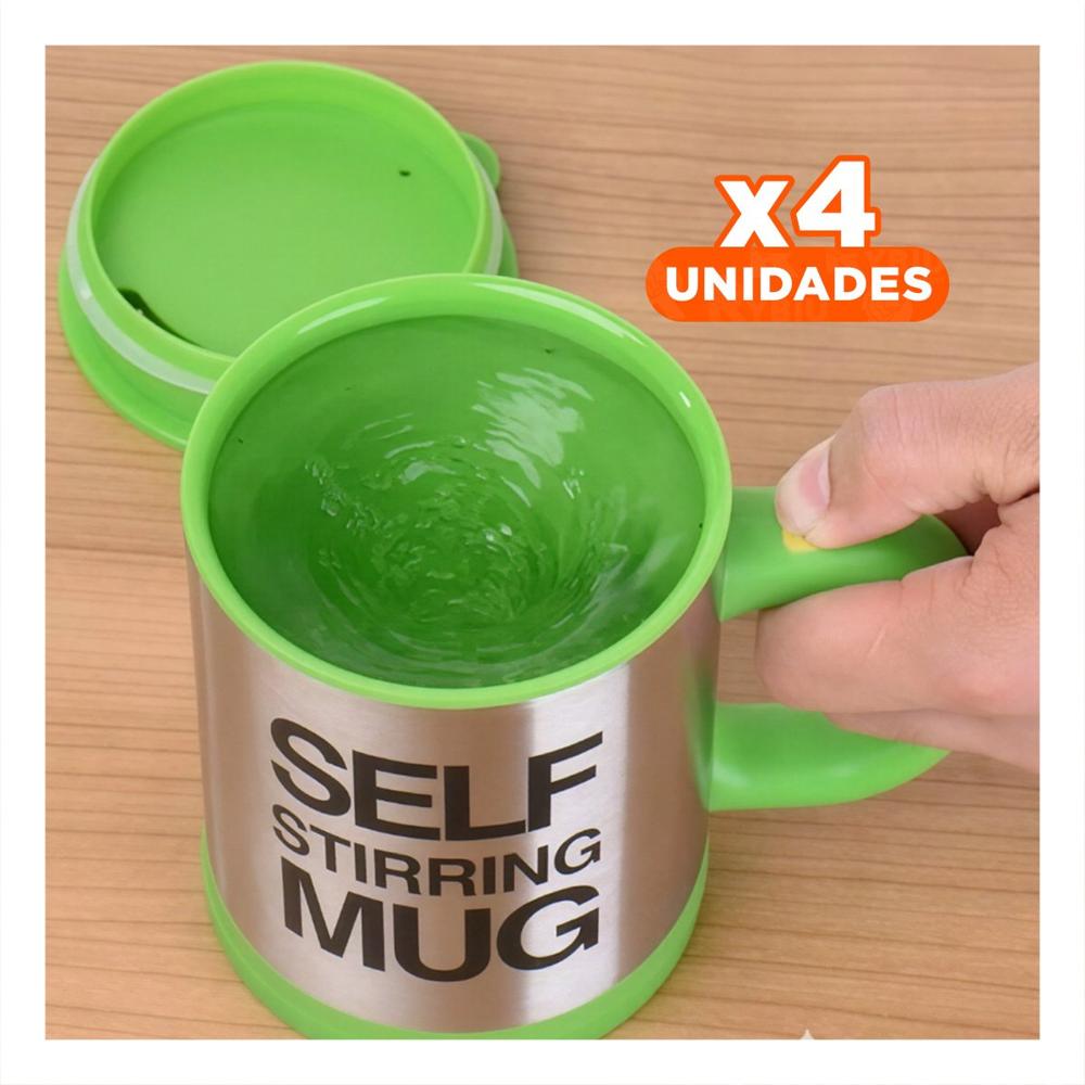 Pack4 Mezclador de Bebidas 400 ml con 2 Pilas AAA para Cocina Verde YPapel Regalo