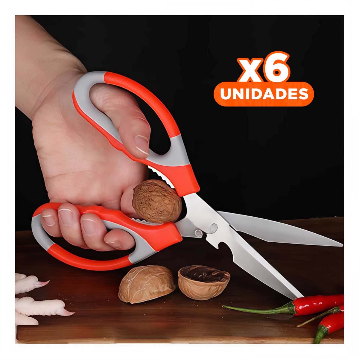 Pack12 Pinza Cocina 3 en 1 Naranja Abridor Cortador y Destapador Practico Y Papel Regalo
