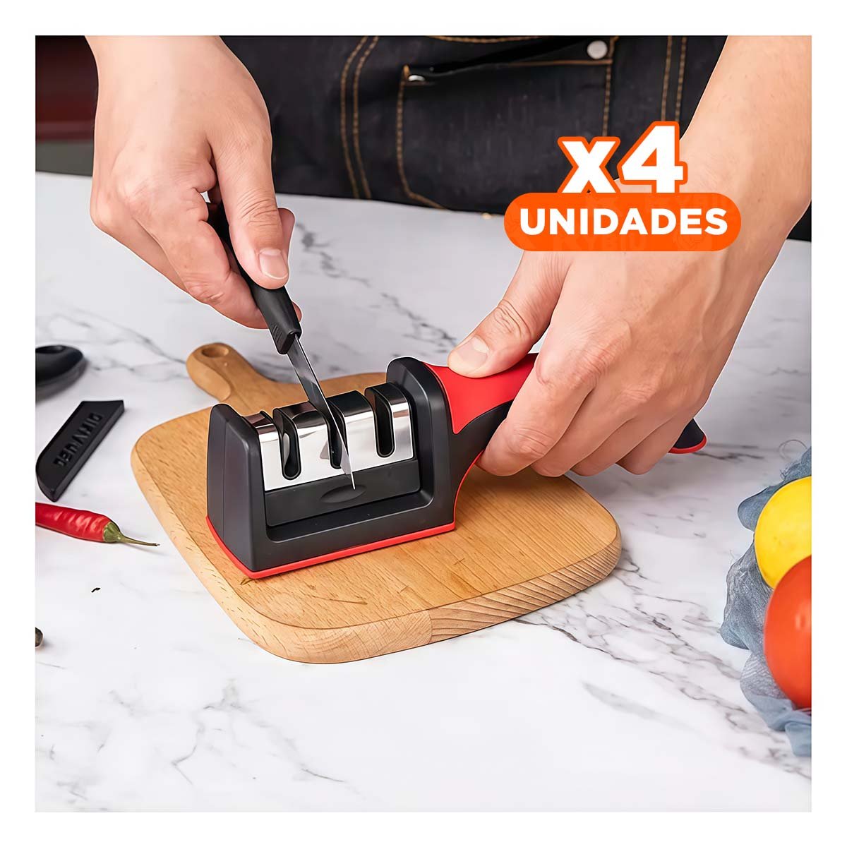 Pack6 Utensilio Multifuncional Cocina 3 en 1 Naranja Abridor Cortador y Destapador
