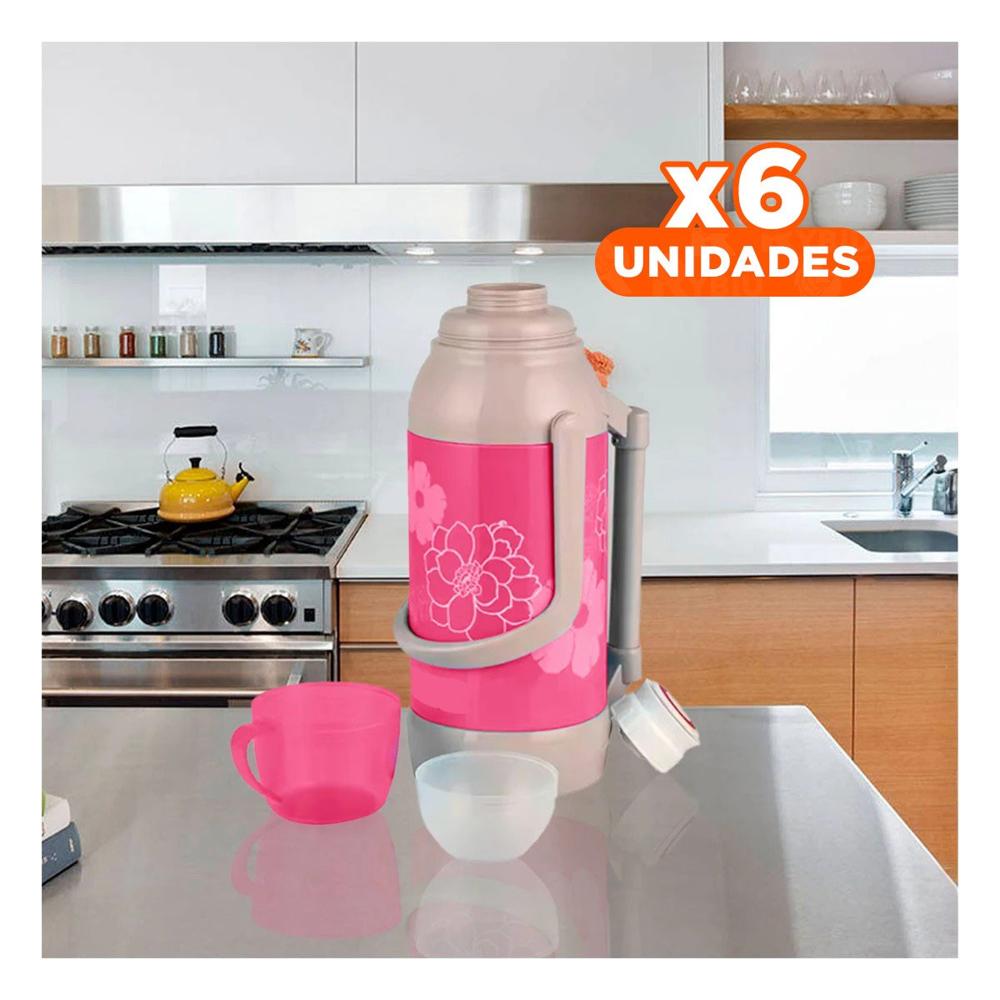 Pack6 Vaso Floral 3200ml Rosado practico para Bebidas Diarias Y Papel Regalo
