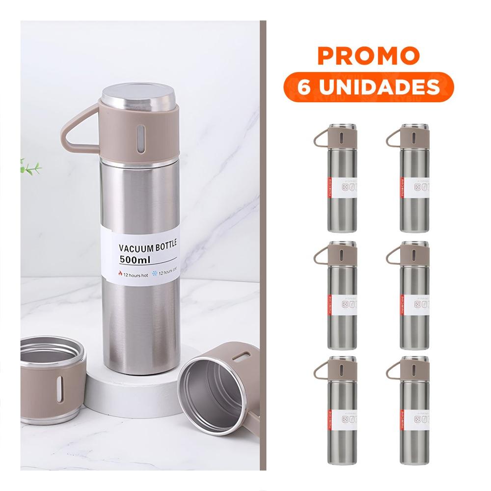 Pack6 Recipiente Termico Moderno con Dos Tazas para Cafe Azul YRegalo Sticker