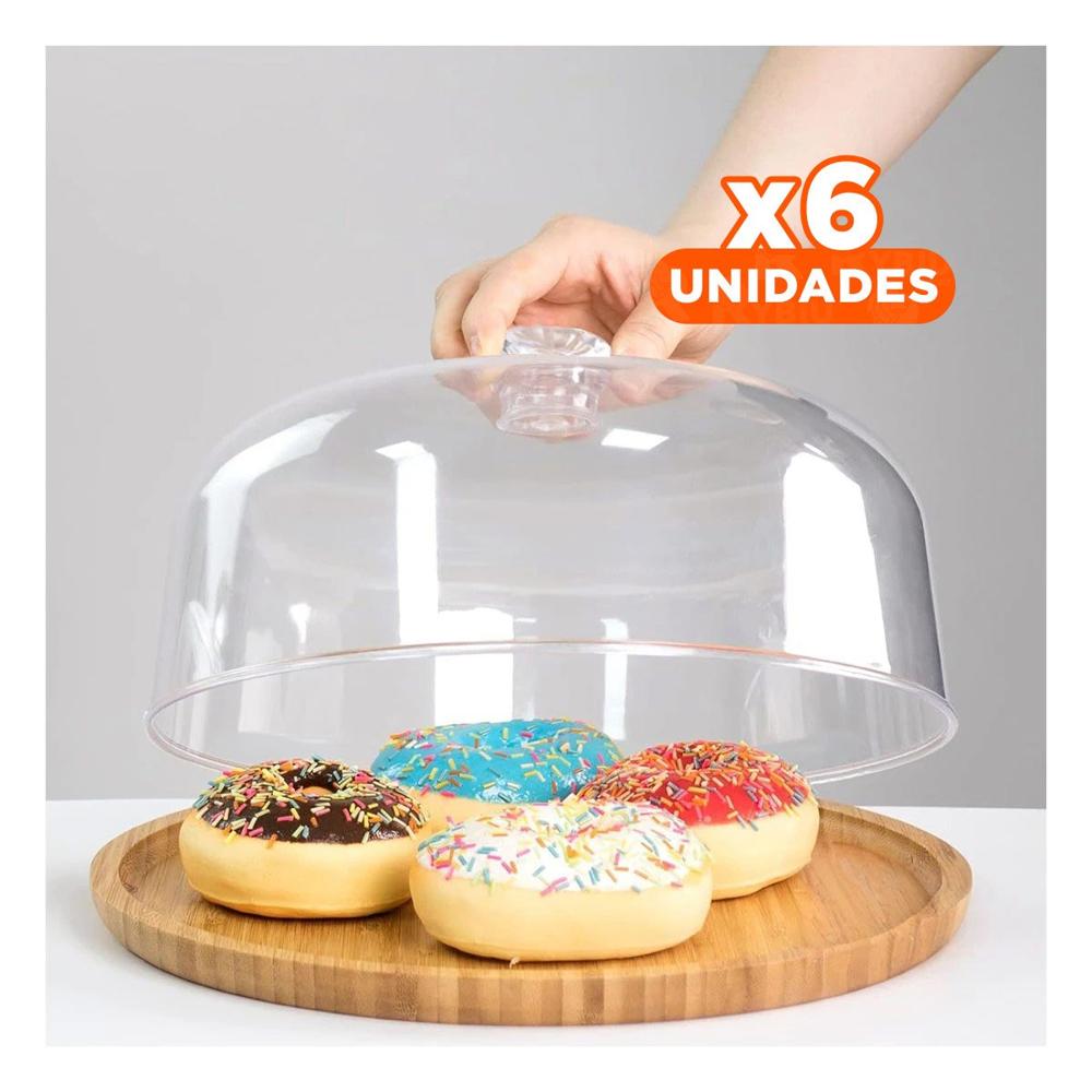 Pack6 Bandeja porta Postres Circular con Tapa 25cm Hogar Decoracion Casa LED