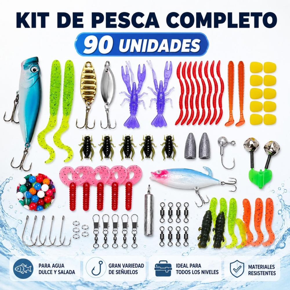 90 UNID SEÑUELOS Y ANZUELOS PARA CAÑA DE PESCAR