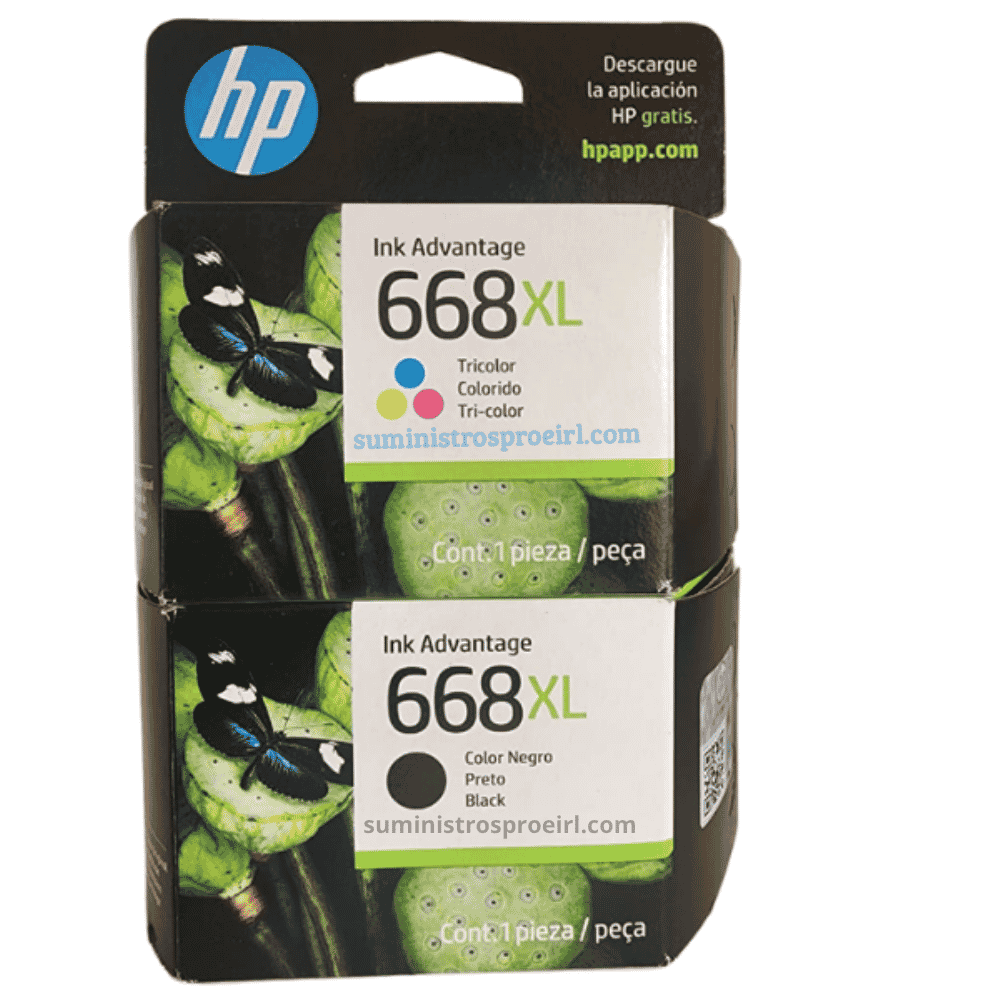 Kit de Cartucho HP 668XL Negro y Tricolor