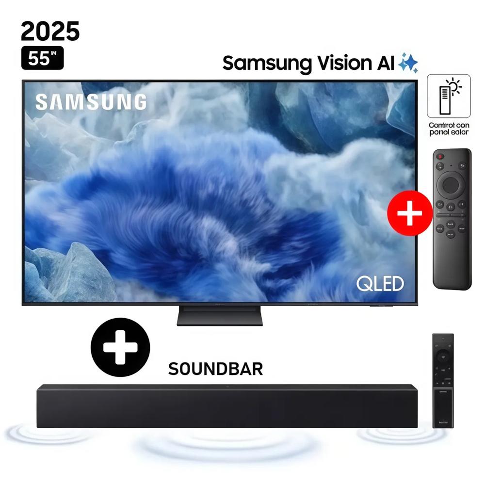 Televisor Samsung QLED 55 Visión AI Smart TV QN55Q8F - Soundbar HW-B400F