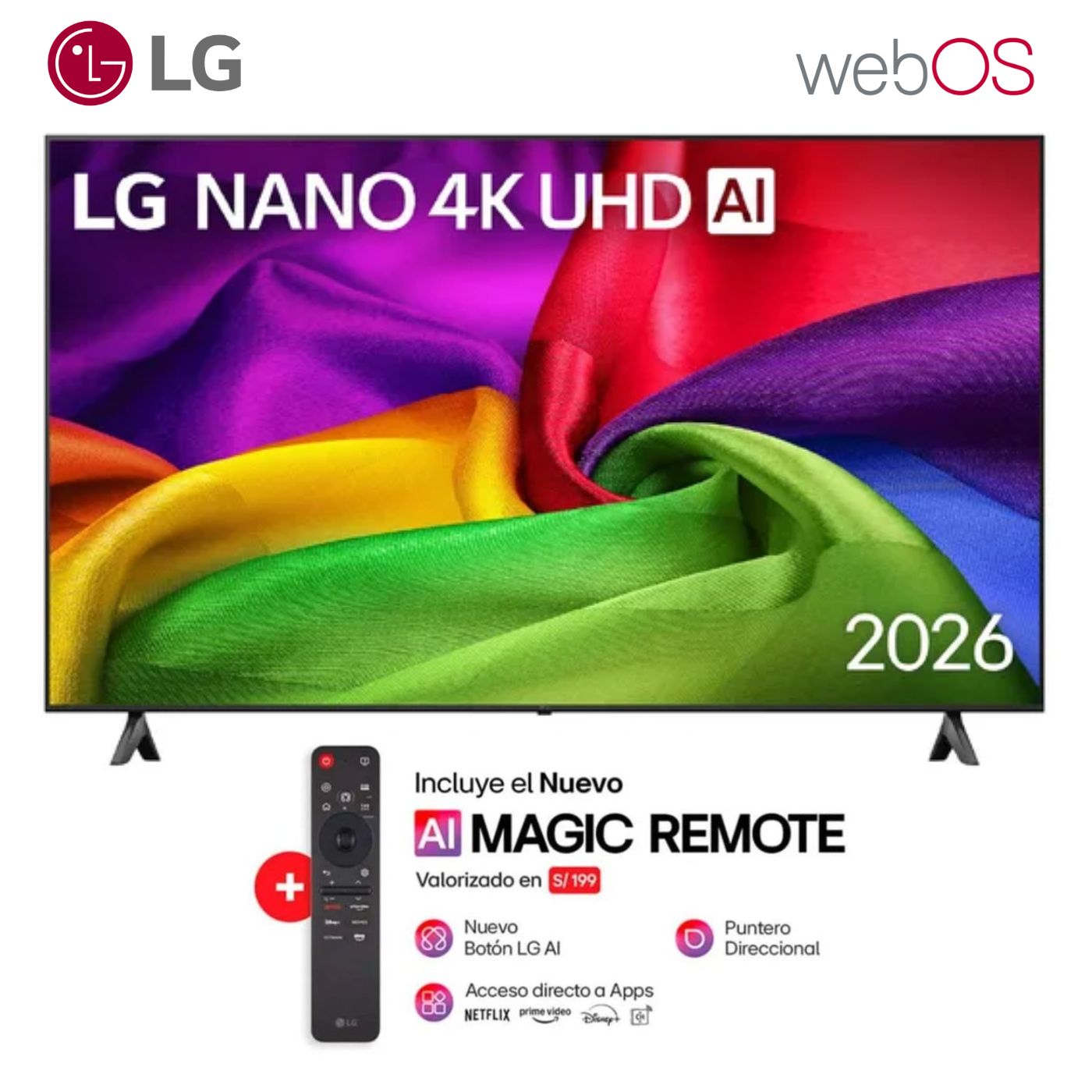 Televisor Smart TV 65'' NANO UHD 4K WebOS 65NU800BPSB 2026