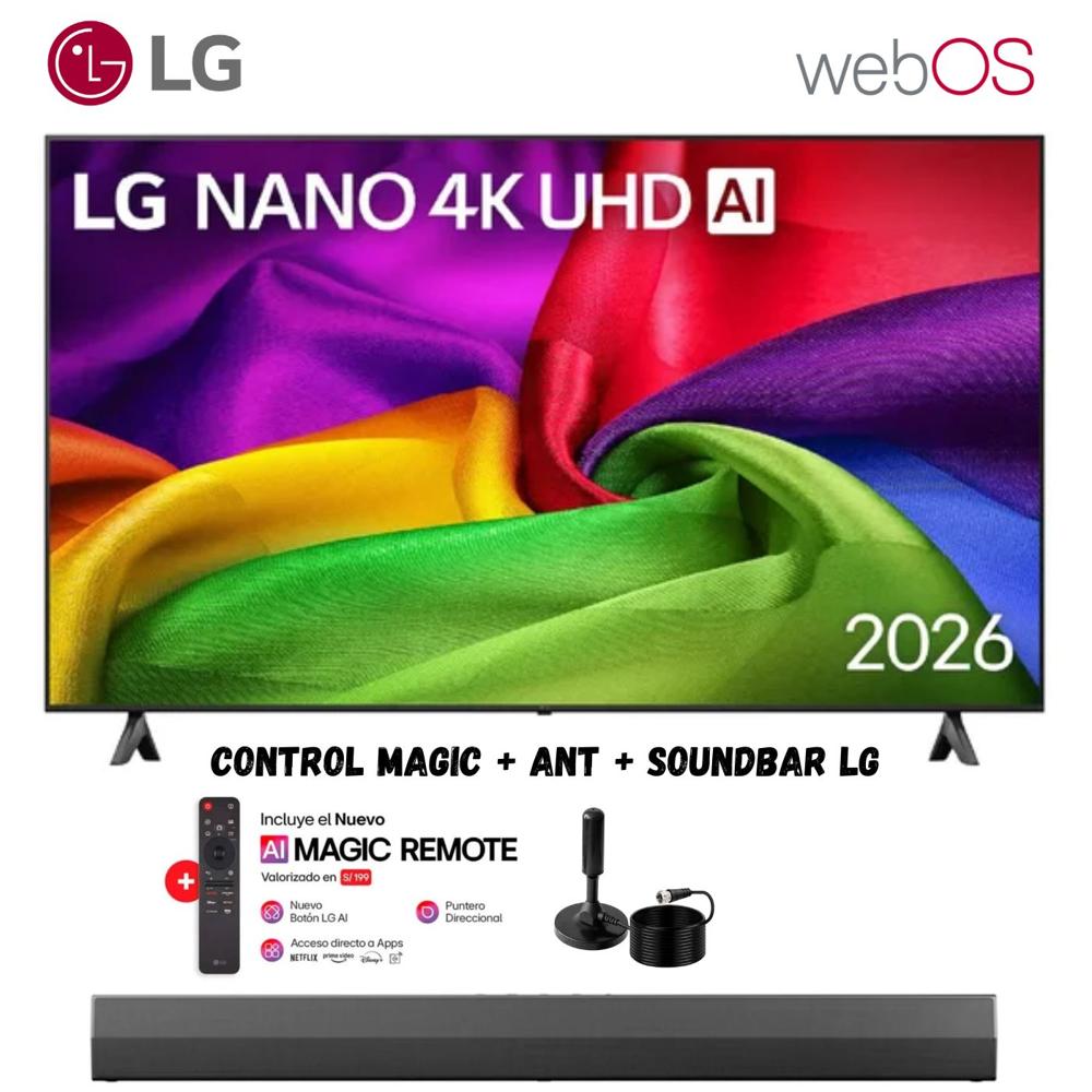 Televisor Smart TV 65'' NANO UHD 4K WebOS 65NU800BPSB 2026 - Ant - Soundbar LG