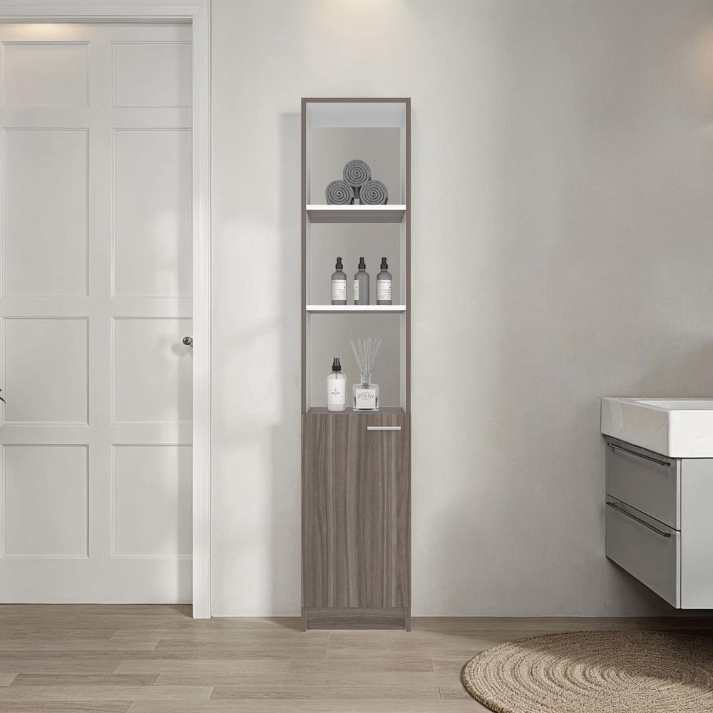 Estante De Baño 1 Puerta Bath Avellana Blanco