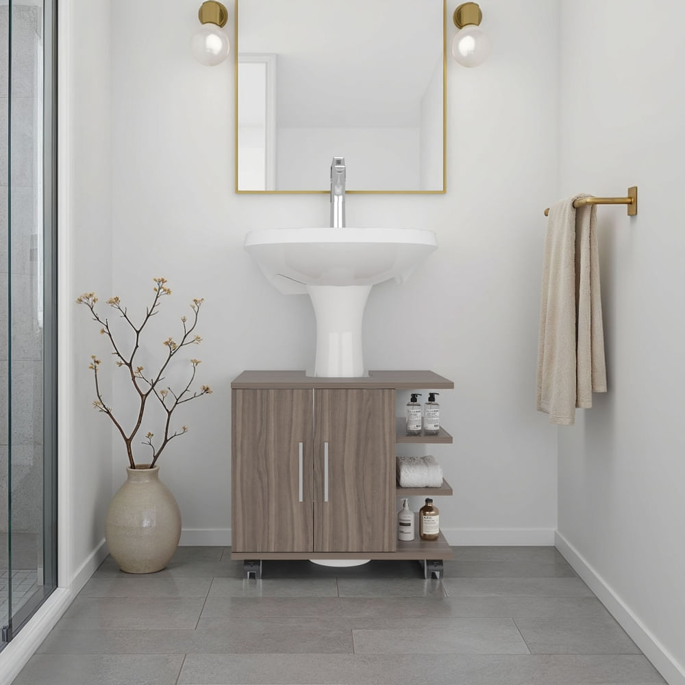 Mueble Para Lavamanos Bath Avellana Y Blanco
