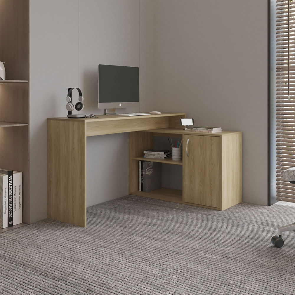 Escritorio En L 1 Puerta Axis Fresno 71X125X90