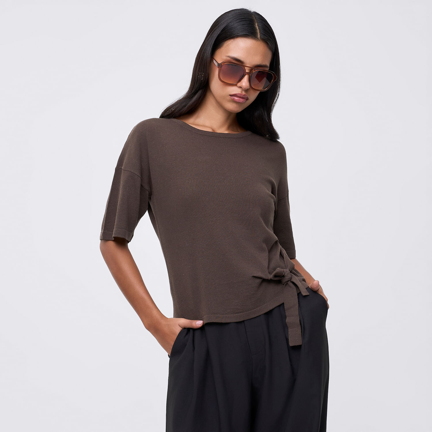Polo Hilo Mujer Nudo Malabar Marrón S
