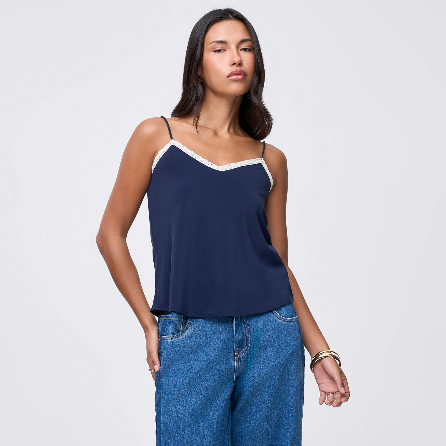 Blusa Mujer Encaje I Malabar Azul Marino S