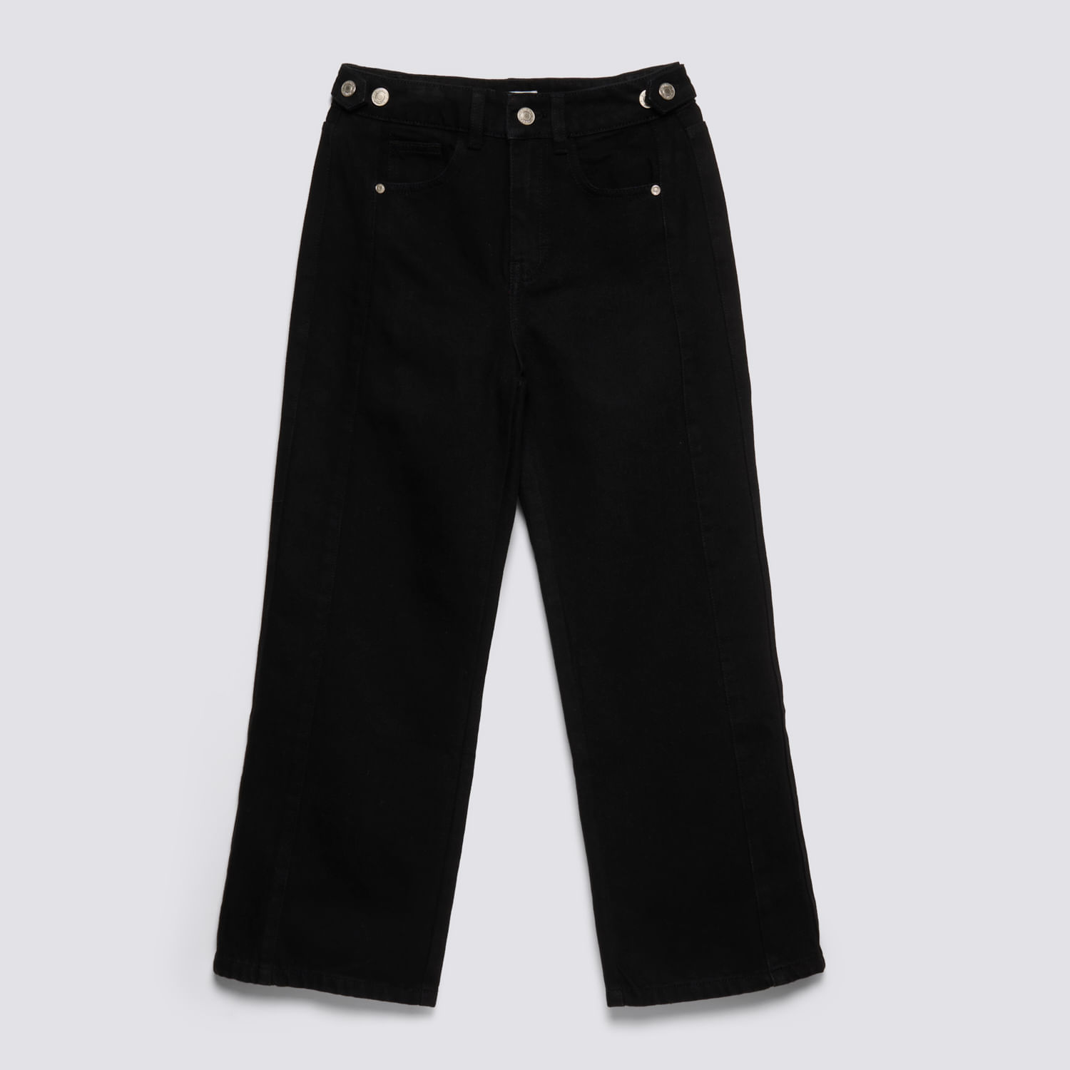 Jean Teen Niña Wide Leg Pretina Zubito Negro Talla 16