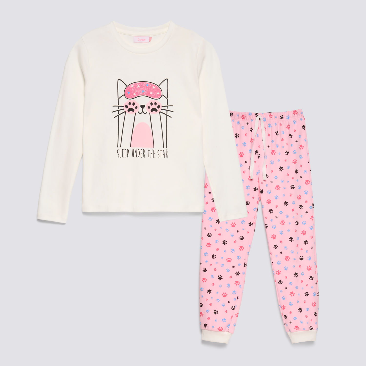 Pijama 2 Piezas Manga Larga Niña Algodón Circus Ecru Talla 6