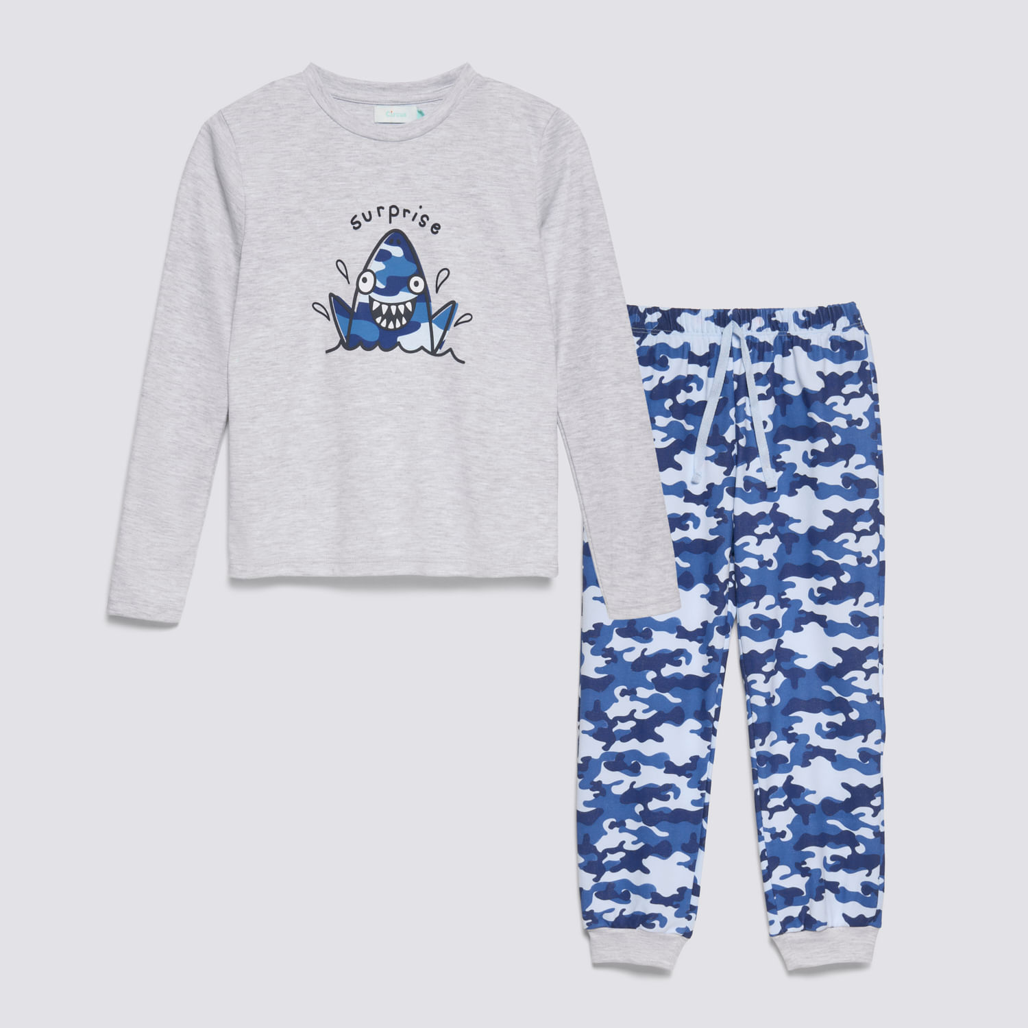 Pijama 2 Piezas Manga Larga Niño Algodón Circus Gris Melange Talla 6