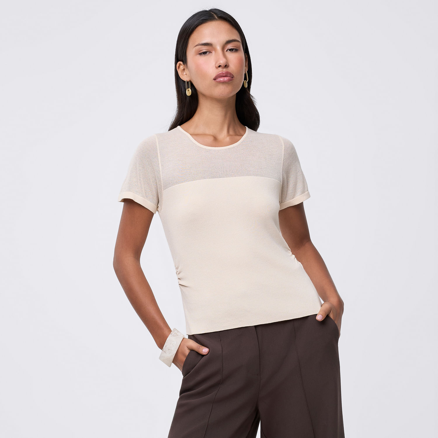 Polo Hilo Mujer Mesh Malabar Crema L