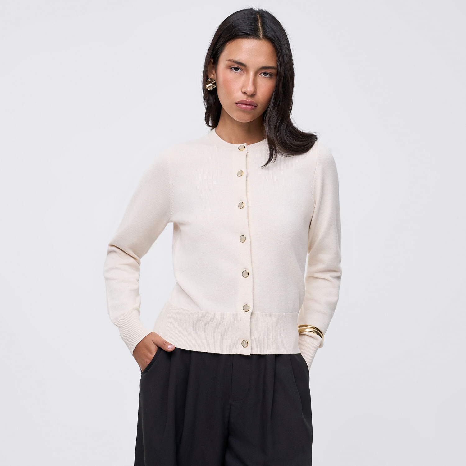 Chompa Mujer Botones Malabar Beige L