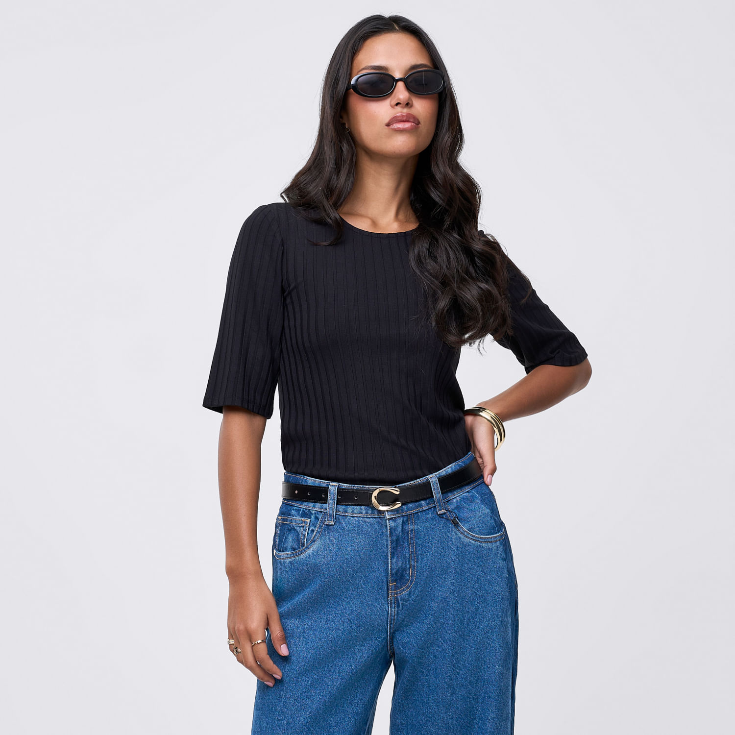 Polo Mujer Rib I Malabar Manga Corta Negro Xs