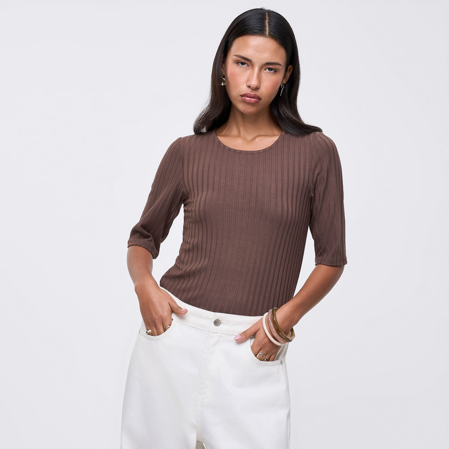 Polo Mujer Rib I Malabar Manga Corta Marrón Xs