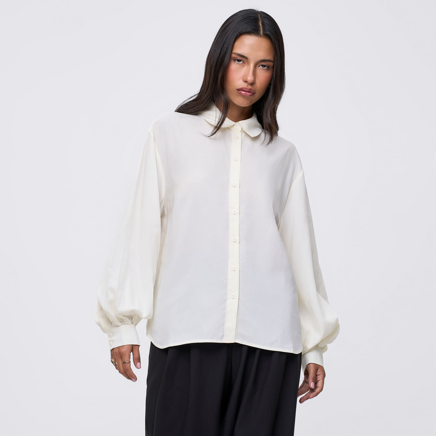 Blusa Mujer Tencel Malabar Manga Larga Crema S